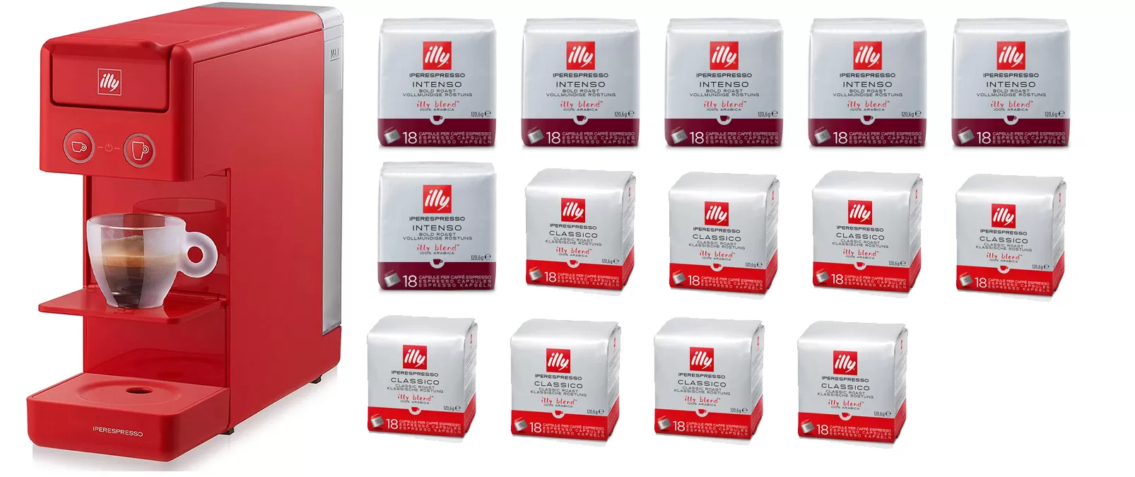 Macchina caffe illy rossa y3.3 con 252 capsule cafe